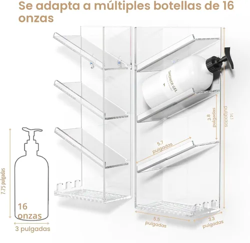Miniatura 6 de AITEE Organizador de Baño Acrílico Caddy, Soporte Transparente para Champú Montado en la Pared, Organizador de Ducha con Ventosa, Sin Perforaciones
