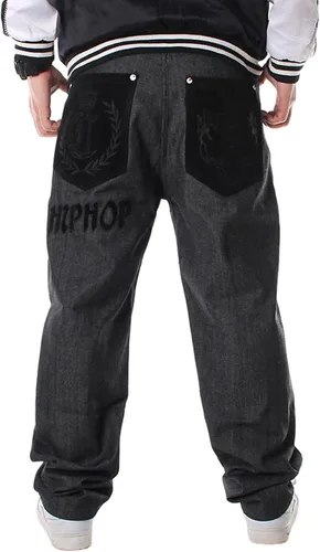 Y2K Jeans - Pantalones de mezclilla para hombre, estilo hip hop, estilo vintage, bordados, estilo gótico, recto, holgados, pierna ancha