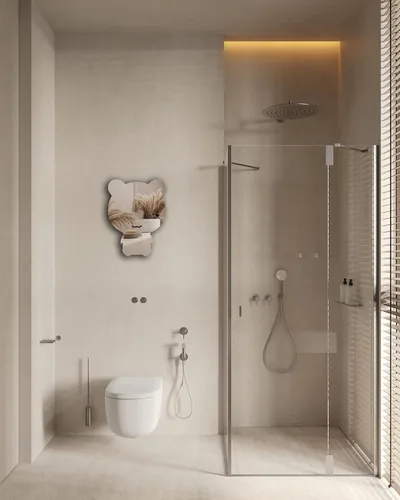 Miniatura 6 de Lindo espejo acrílico con diseño de oso antiarañazos, irrompible, inastillable, HD templado, espejos decorativos de pared para el hogar, oficina