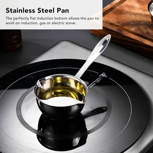 Miniatura 3 de Zerodis Olla calentadora de mantequilla, acero inoxidable de 10.1 fl oz, plata, sin tapa