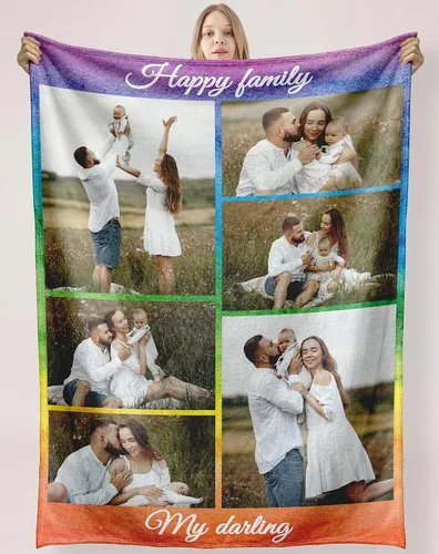 Miniatura 14 de Manta personalizada con foto y texto, manta personalizada de collage de imágenes y texto, manta de fotos suave regalo para Navidad, papá, mamá, 2