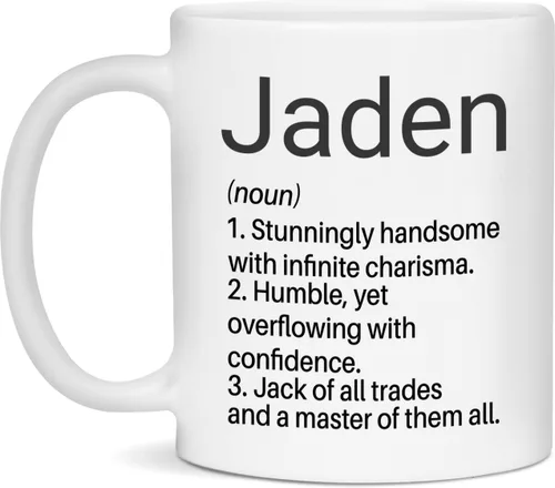 Jaden - Taza con definición de nombre, tazas con nombre personalizado, tazas de café con significado del nombre, tazas de café con nombre, regalos