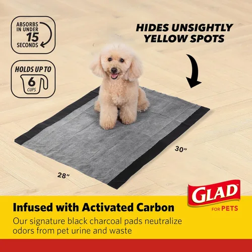 Miniatura 2 de Glad for Pets Extra Large Charcoal Training Pads for Dogs and Puppies, Activated Carbon Odor Control, 6-Layer Absorbent Leak-Proof Pee Pads with