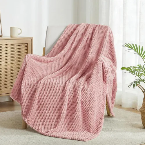 Miniatura 17 de Exclusivo Mezcla - Manta de vellón extragrande para sofá o cama, mantas supersuaves y cálidas con textura de gofre, acogedora, mullida y ligera Azul