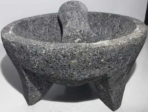 Hecho en México Genuino Mexicano Manual Guacamole Salsa Maker Volcánica Piedra de lava Molcajete/Tejolote Mortero y Maja Hierbas Especias Granos 7"