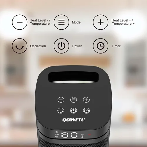 Miniatura 3 de Calentador de espacio de 17 pulgadas para uso en interiores, calentadores eléctricos de 1500 W para uso en interiores con termostato, oscilación