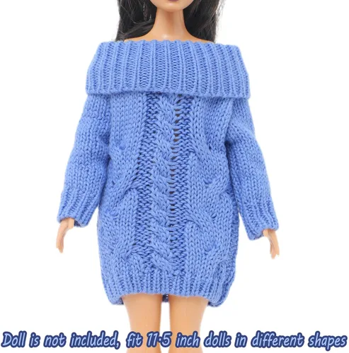 Miniatura 2 de Suéter de cuello alto de invierno azul para accesorios de muñeca de niña de 11.5 pulgadas