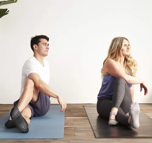 Miniatura 6 de LA ACTIVE Grip Socks - 3 Pairs - Yoga Pilates Barre Ballet Non Slip Crew Hospital