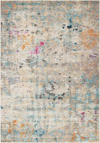 Miniatura 31 de SAFAVIEH MAD425H Madison Collection Alfombra decorativa cuadrada de 3', gris/naranja, diseño abstracto bohemio desgastado, no desprende pelusa