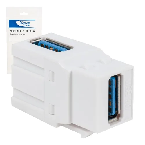 ICC Acoplador modular USB 3.0 de 90 grados en blanco para estilo HD