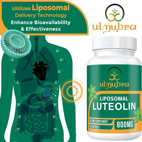 Miniatura 3 de Ulmubra Suplemento de luteolina liposomal de 800 MG, máxima absorción, suplemento antioxidante premium para el cerebro y el bienestar general, 120