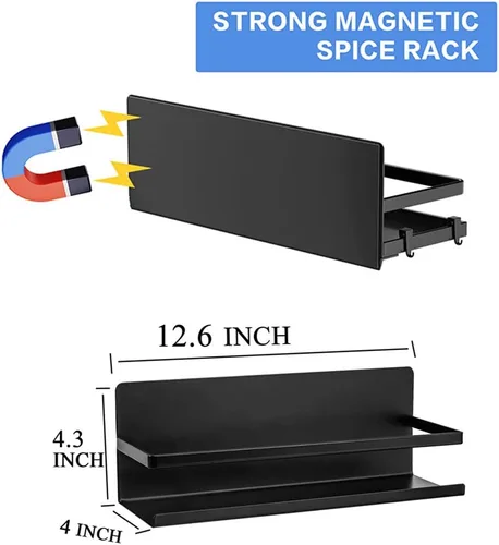 Miniatura 2 de Estante magnético para especias para refrigerador, estante magnético organizador de refrigerador para cocina, contenedor de ahorro de espacio