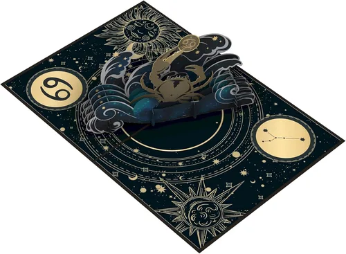 Miniatura 3 de iGifts And Cards Tarjeta desplegable de cumpleaños del zodiaco de cáncer, felicitación de horóscopo de astrología 3D con tarjeta de notas y sobre