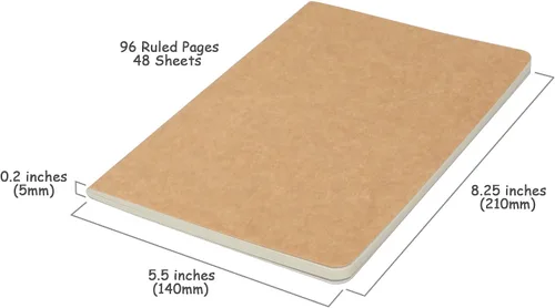 Miniatura 3 de TWONE Paquete de 3 cuadernos de viaje para viajeros o escuela, tapa blanda marrón kraft, 5.5 x 8.25 pulgadas, 96 páginas a rayas/48 hojas