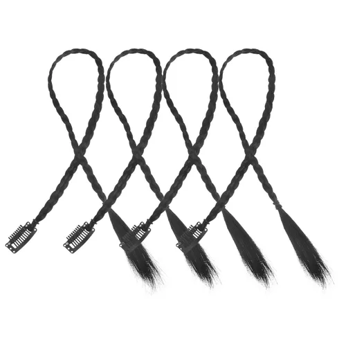 KALLORY 4 extensiones de cola de caballo trenzadas para mujeres negras, extensiones de cabello sintético para cola de caballo trenzada envolvente