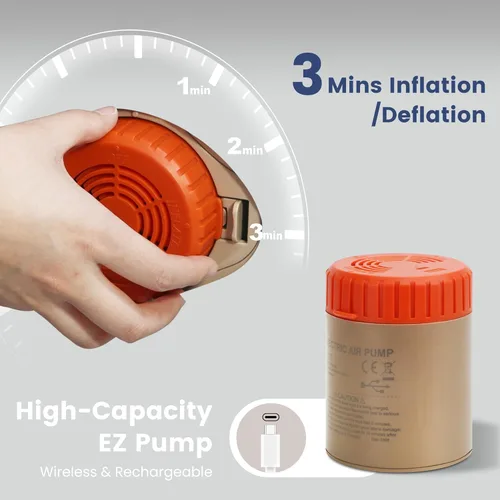 Miniatura 6 de LunaDream Eclipse Series Colchón de aire individual con bomba integrada recargable por USB, cama inflable inalámbrica, diseño duradero a prueba