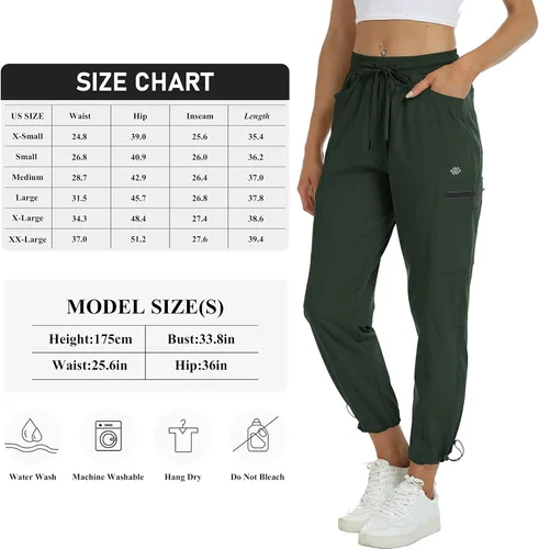 Miniatura 7 de MoFiz Pantalones de senderismo para mujer, ligeros, de secado rápido, con bolsillos con cremallera