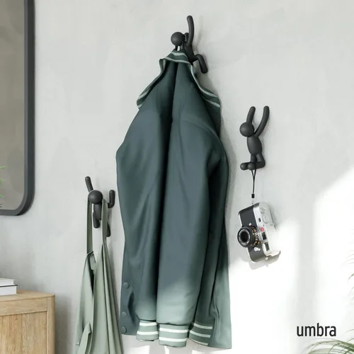 Miniatura 2 de Umbra Buddy Ganchos de pared decorativos montados en la pared para colgar abrigos, bufandas, bolsos, carteras, mochilas, toallas y más, juego de 3