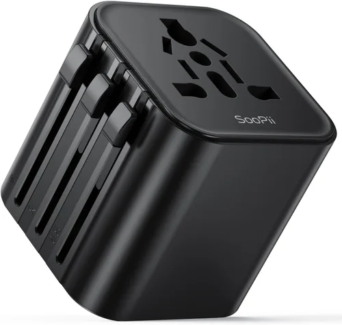 Miniatura 11 de SooPii Adaptador de viaje universal, convertidores de corriente con 1 USB C y 2 puertos USB A, adaptador de enchufe de viaje 7 en 1 cargador