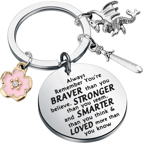 KEYCHIN Llavero de la película Mu Lan y Mushu Dragon Fans Gift You Are Braver Stronger Smarter Than You Think Mu Lan Jewelry