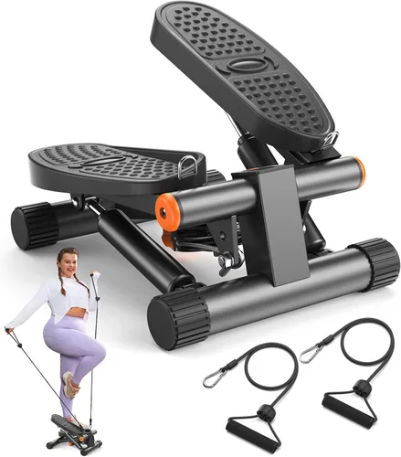 Niceday Steppers para ejercicio, escalera con bandas de resistencia, mini stepper con capacidad de carga de 136 kg, stepper de fitness hidráulico