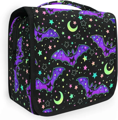 Miniatura 17 de MNSRUU Hanging Toiletry Bag Bats Satellites Skulls and Trees Travel Makeup bag for Toiletries Portable Travel Toiletry Organizer Cosmetic Bags with