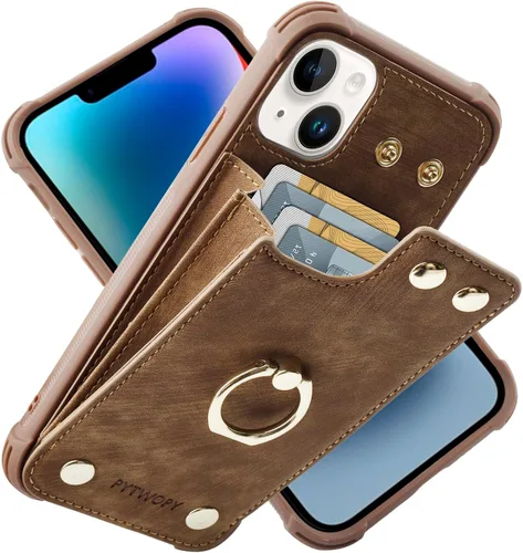 Miniatura 38 de Funda tipo cartera compatible con iPhone XR/10R con tarjetero de crédito, funda protectora de cuero a prueba de golpes compatible con anillo