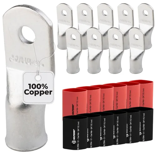 Miniatura 170 de SELTERM 5 piezas terminales de cable de cobre estañado 1/0 AWG perno de 1/2", extremos de cable de batería, terminales de anillo, conectores