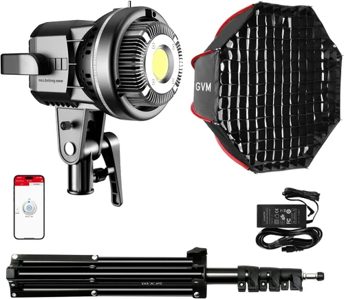 GVM - Luz de video de 80 W, luces de estudio para fotografía, kit de iluminación Softbox con soporte Bowens, temperatura de color CRI97+ 5600K, caja