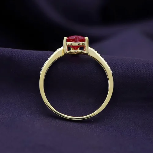 Miniatura 3 de AFFY Anillo de compromiso con corazón solitario de oro amarillo de 14 quilates sobre plata de ley