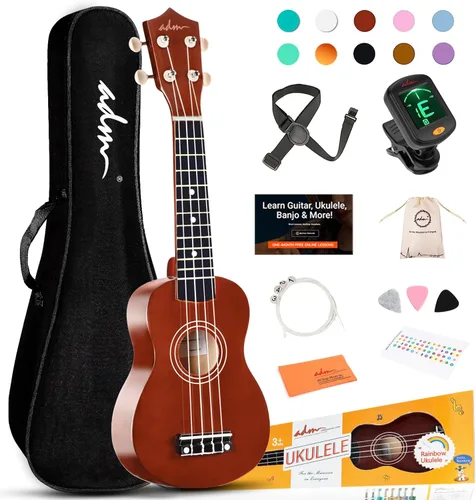 Miniatura 26 de ADM Ukelele para principiantes, kit de madera hawaiana para niños, adultos y estudiantes, pack profesional de ukalele con lecciones gratuitas, bolsa