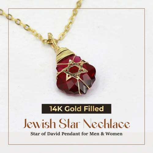 Miniatura 14 de Collar de estrella de David para mujeres y hombres, collar de estrella judía relleno de oro de 14 quilates, collar de Israel