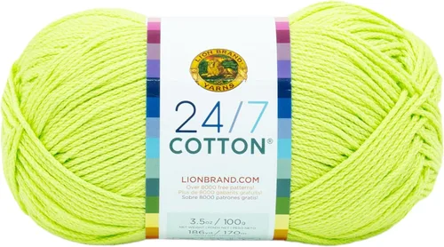 Miniatura 115 de Lion Brand Yarn, Hilo ligero mercerizado de algodón 24/7 para tejer, ganchillo y manualidades, Almirante, 1 paquete, 185 yardas de fibra natural