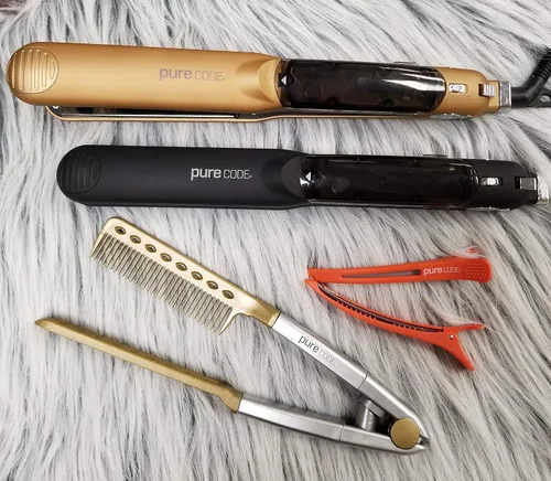 Miniatura 3 de PURECODE - Peine para alisar el cabello, desenreda el cabello para plancha plana, alisador de pelo y rizador 2 en 1 para peinar el cabello