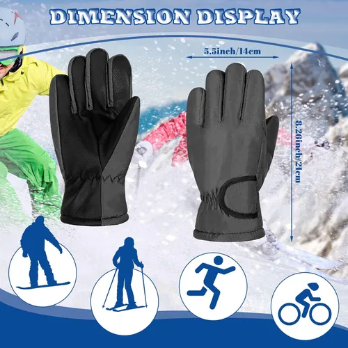 Miniatura 3 de Guantes de esquí para niños, 3 pares de guantes de invierno impermeables para niños, guantes de invierno aislados para snowboard y patinaje sobre