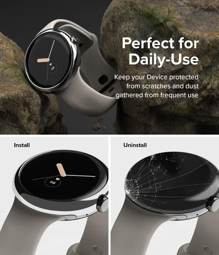 Miniatura 5 de Ringke Bisel Styling Compatible con Google Pixel Watch Case, Marco Adhesivo Anillo Cubierta Anti Rasguños [Acero Inoxidable] Protector Accesorio