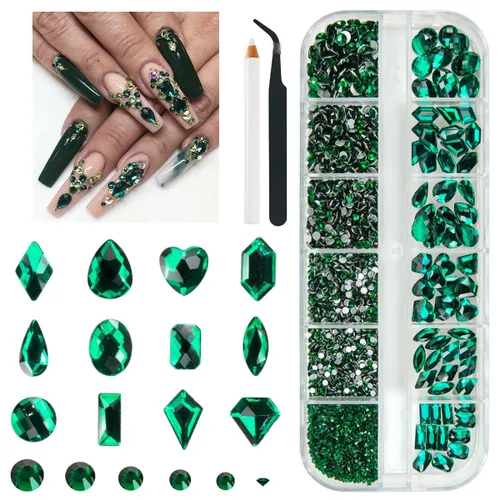 Miniatura 22 de Qiipii 2052 piezas de diamantes de imitación amatista púrpura para uñas, diamantes de imitación de vidrio de color lila claro para uñas, 72 formas