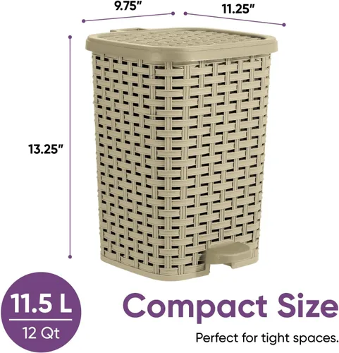 Miniatura 2 de Superior Performance Inc 3.1 Gal. Papelera de estilo ratán compacta (Beige y marrón)