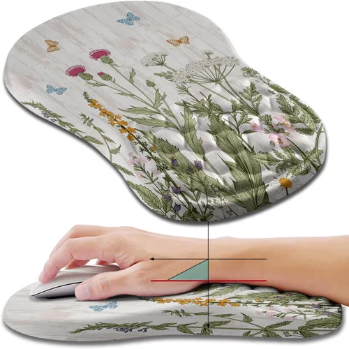 Miniatura 16 de Hokafenle Alfombrilla de ratón ergonómica con soporte para muñeca, alfombrilla con reposamuñecas para alivio del dolor del túnel carpiano