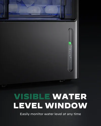 Miniatura 2 de Silonn - Máquina de hielo portátil para encimera - 9 kilos de hielo con forma de bala por día, hace hielo en 6 minutos, acero inoxidable con ventana