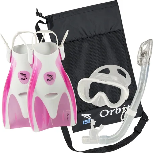 Miniatura 9 de IST Orbit Snorkeling Gear Set: máscara de vidrio templado, esnórquel seco y aletas de trek para viajes compactos Negro