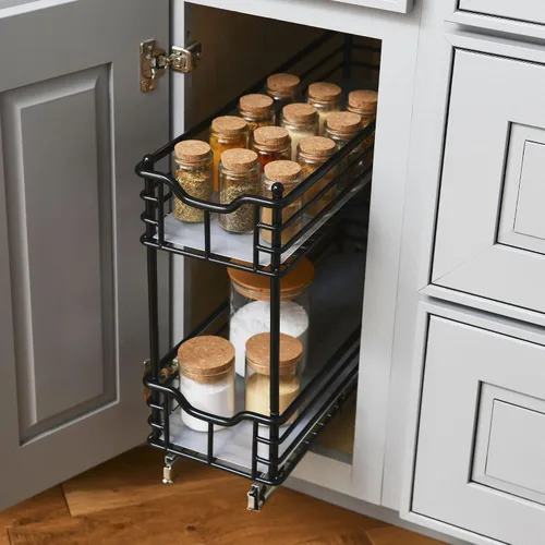 Miniatura 8 de Household Essentials Organizador extraíble de dos niveles de acero negro mate