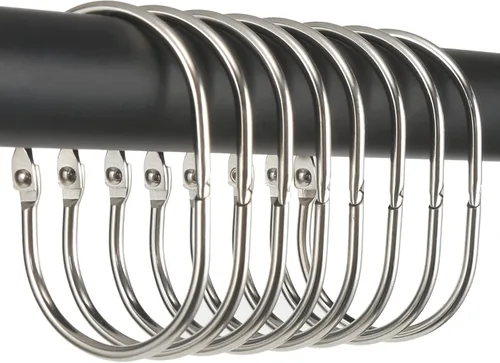 Miniatura 14 de Goowin Anillos de cortina de ducha, 12 Piezas Ganchos para cortina de ducha, anillos de ducha ovalados a presión para cortina, anillos de cortina