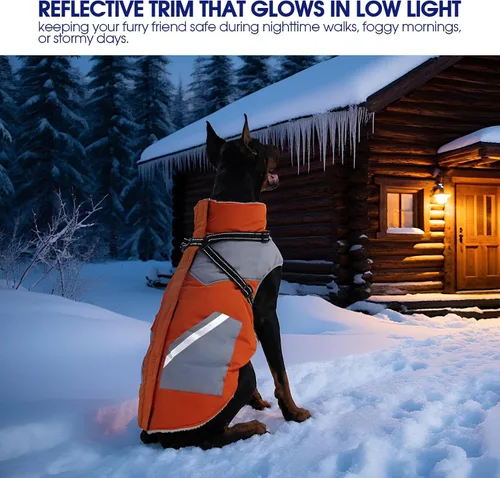 Miniatura 7 de FUAMEY Chaquetas de invierno para perros pequeños, abrigo para perros con arnés incorporado, trajes de nieve impermeables para perros, chaqueta