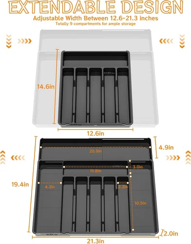 Miniatura 3 de Organizadores expandibles de cubiertos para cajones de cocina, gran organizador de cubiertos sin BPA para cajones, organizador de utensilios