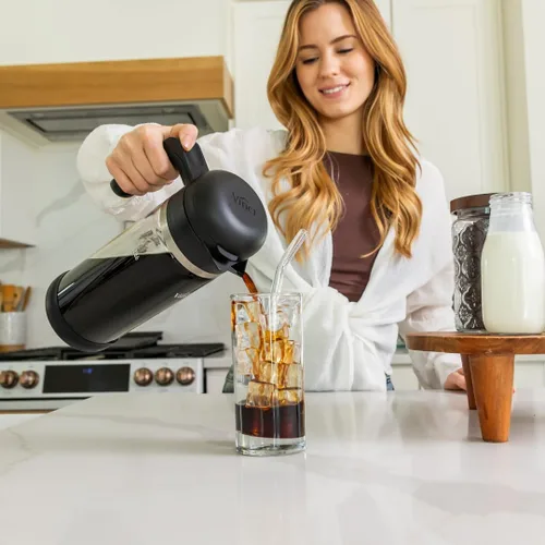 Miniatura 7 de VINCI Cold Brew 360, Cafetera de Vidrio para Cold Brew con Tecnología de Preparación de Doble Filtro 360 Patentada, Cold Brew para Café Helado