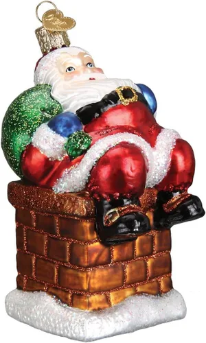 Miniatura 13 de Old World Christmas Santa con Guirnalda de Vidrio Soplado Adorno para Árbol de Navidad, Decoración Navideña Hecha a Mano, Colección Santa