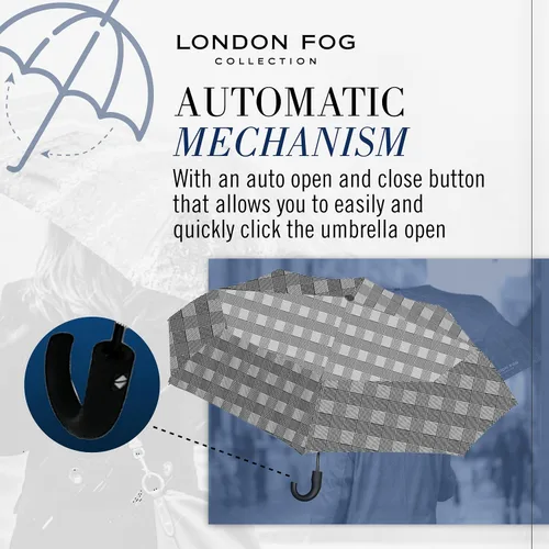 Miniatura 3 de London Fog Rain Umbrella, Automatic Folding Umbrella, Windproof, Lightweight and Packable for Travel, Full 4244 Inch Arc