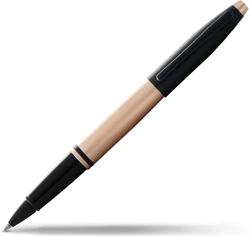 Cross Calais Bolígrafo Rollerball Recargable Presentado en una Caja de Regalo de Lujo - Punta Media, Tinta Negra, Oro Rosa Cepillado y Negro