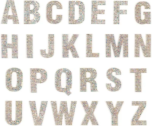 Miniatura 14 de PRATIQUE Calcomanías de letras del alfabeto con diamantes de imitación con purpurina, 26 letras autoadhesivas para arte y manualidades (rojo)